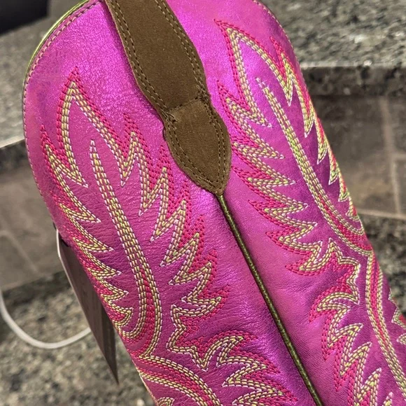 Ariat Women's Vibrant Pink and Tan Heeled Boots - Picture 9 of 9